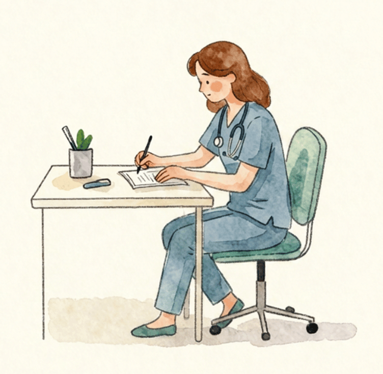 About calm editorial doctor illustration
