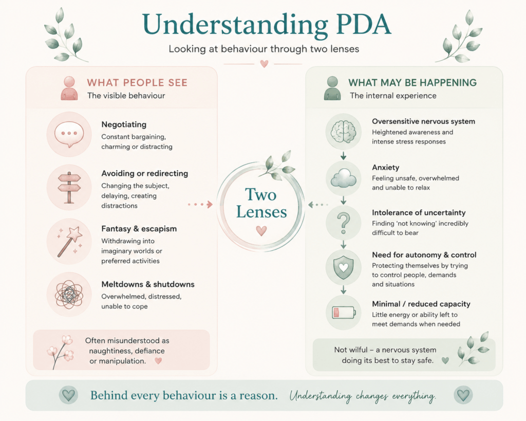 What Is PDA? Understanding Pathological Demand Avoidance / Pervasive Drive for Autonomy Understanding PDA Infographic