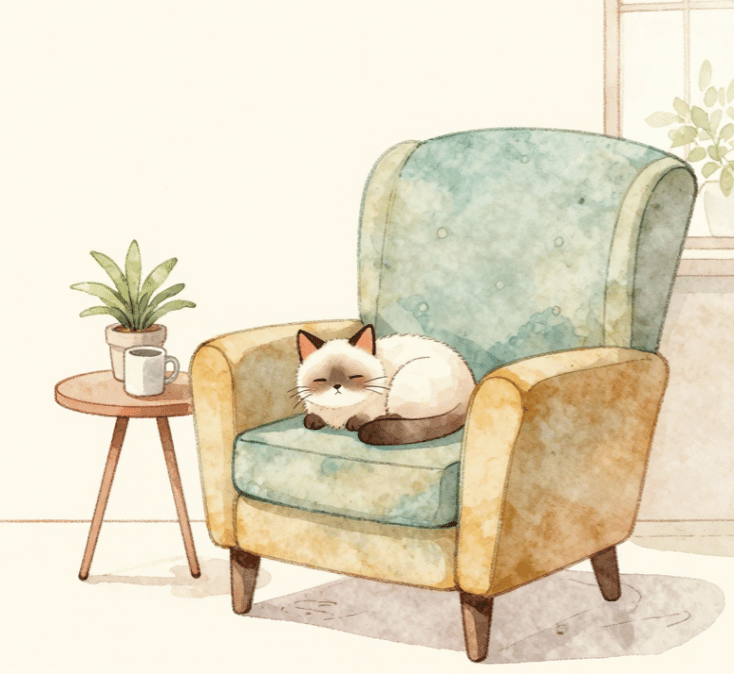 Articles peaceful living room watercolor illustration