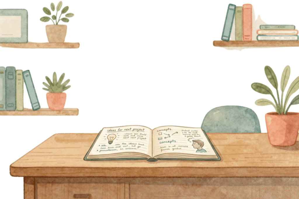 practical ideas notebook illustration