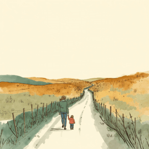 Soft watercolour country lane